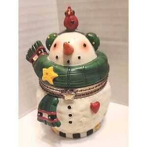 Snowman Melt Your Heart Trinket Holiday Box Christmas Red Bird Intricate Design